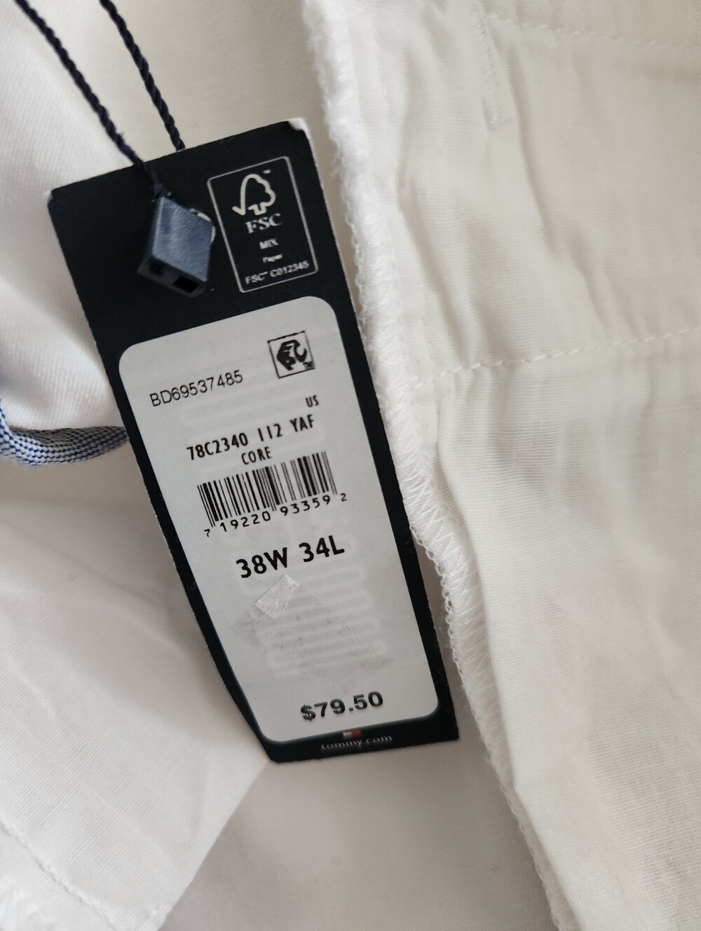 ✨️✨️Tommy Hilfiger Regular Fit Stretch pants featuring white 38x34 - Picture 8 of 9